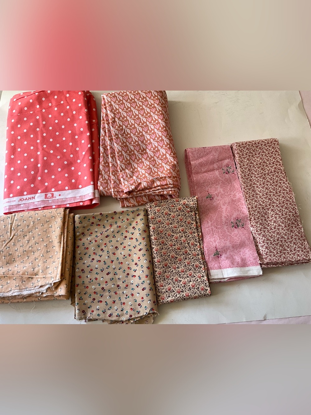 Quilting Sewing Crafts Fabrics Country Core Shabby Chic Style Salmon Red Paisley